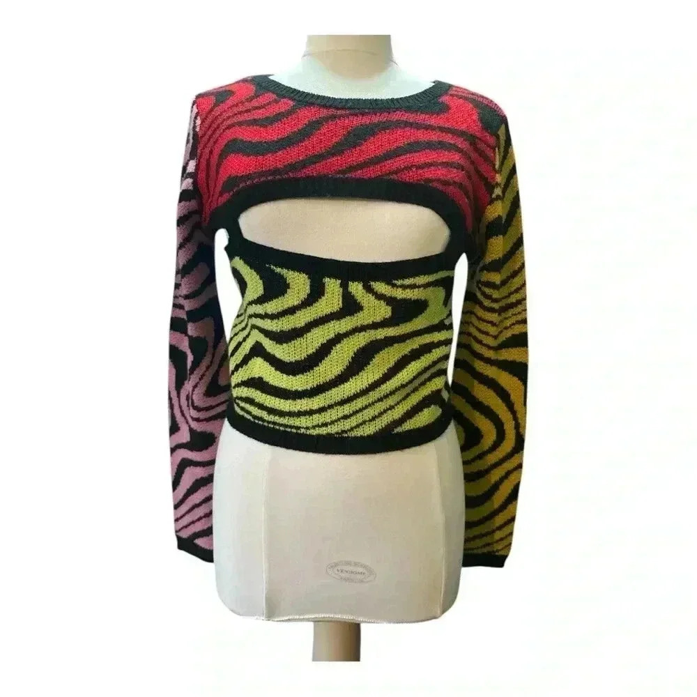 80’s vibes color block sweater NWT - image 2